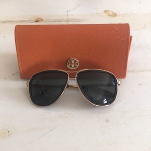 Tory Burch Black Aviator Sunglasses